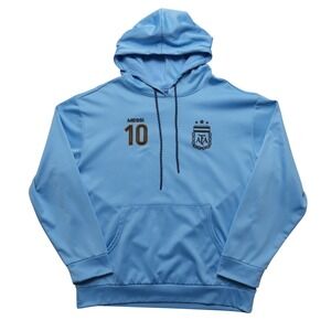 AFA Argentina Messi 10 Hoodie Mens XL Light Blue Soccer‎ Pullover Sweatshirt